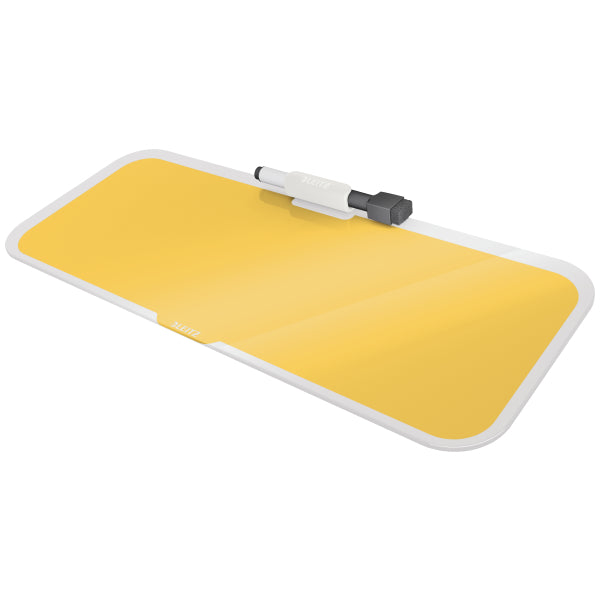 TABLA STICLA CU TREPIED PENTRU BIROU GALBEN CHIHLIMBAR COSY LEITZ TABLA STICLA CU TREPIED PENTRU BIROU GALBEN CHIHLIMBAR COSY LEITZ
